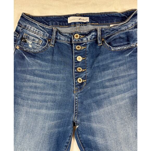 KanCan Curvy Midrise Skinny Denim Jeans Button Fly Distressed Stretch size 9/28 - Picture 2 of 9